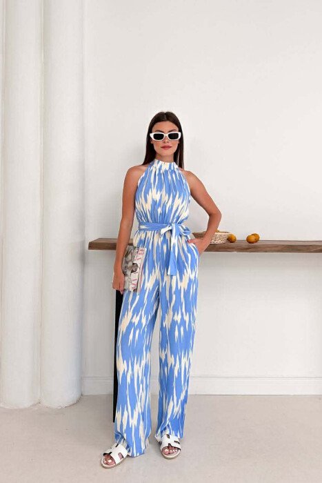 SIMPLE SLEEVELESS WOMEN JUMPSUIT LIGHTBLUE/BZ - 