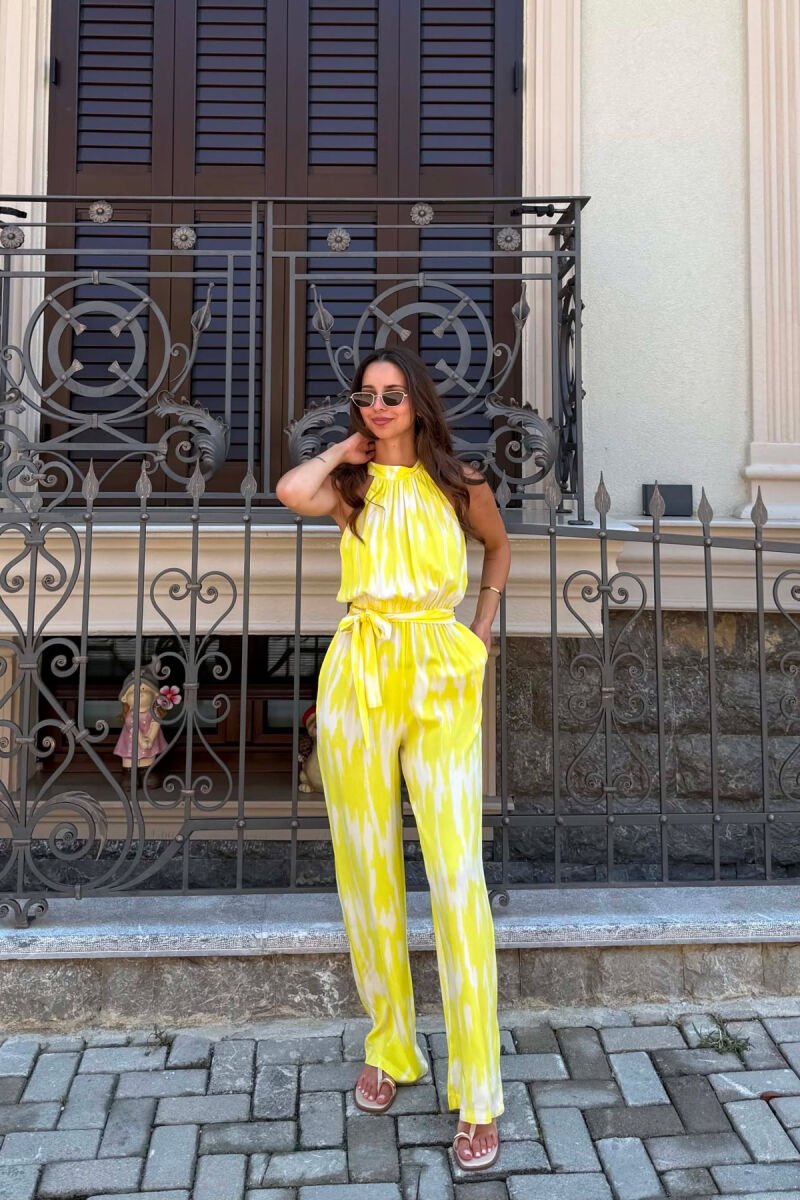 SIMPLE SLEEVELESS WOMEN JUMPSUIT YELLOW/E VERDHE - 1