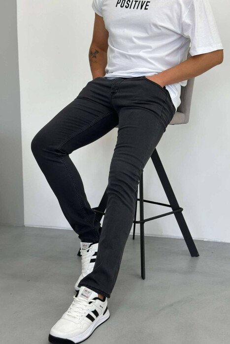 XHINSE TË THJESHTA TË NGUSHTA PËR MESHKUJ NË NGJYRËN GRI TË ERRËT - KLAUDIO FASHION