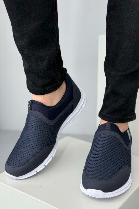 SIMPLE SLIP ON LIGHT MEN SNEAKERS BLUE-WHITE/BLBA - 4