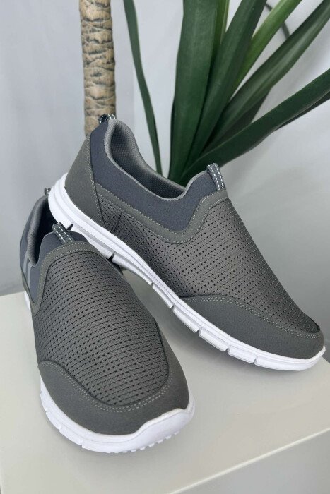 SIMPLE SLIP ON LIGHT MEN SNEAKERS DARK GREY/GEE - 1