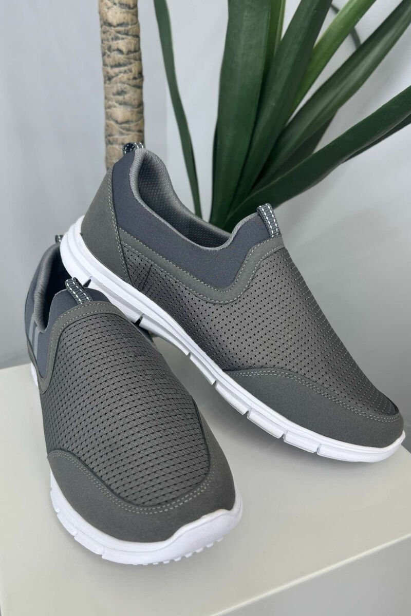 SIMPLE SLIP ON LIGHT MEN SNEAKERS DARK GREY/GEE - 1