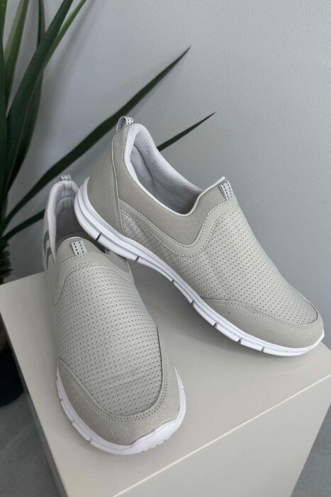 SIMPLE SLIP ON LIGHT MEN SNEAKERS LIGHT GREY/GZ - 2