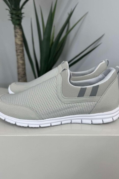SIMPLE SLIP ON LIGHT MEN SNEAKERS LIGHT GREY/GZ - 3