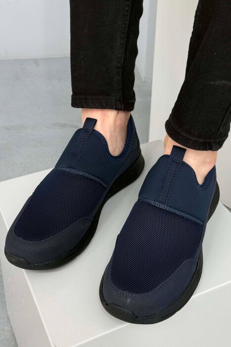 SIMPLE SLIP ON MEN SNEAKERS BLUE-BLACK/BLU-ZEZE - 4