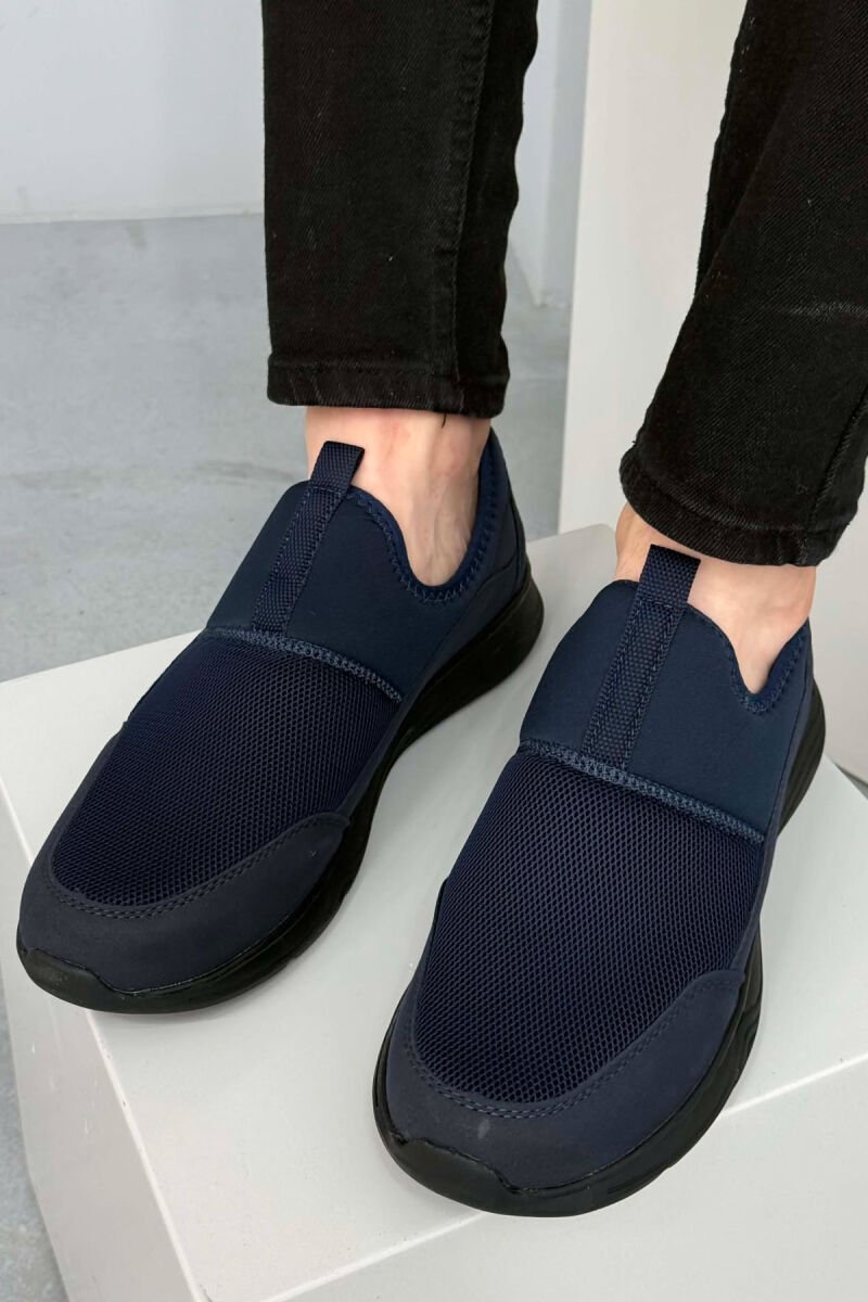 SIMPLE SLIP ON MEN SNEAKERS BLUE-BLACK/BLU-ZEZE - 4