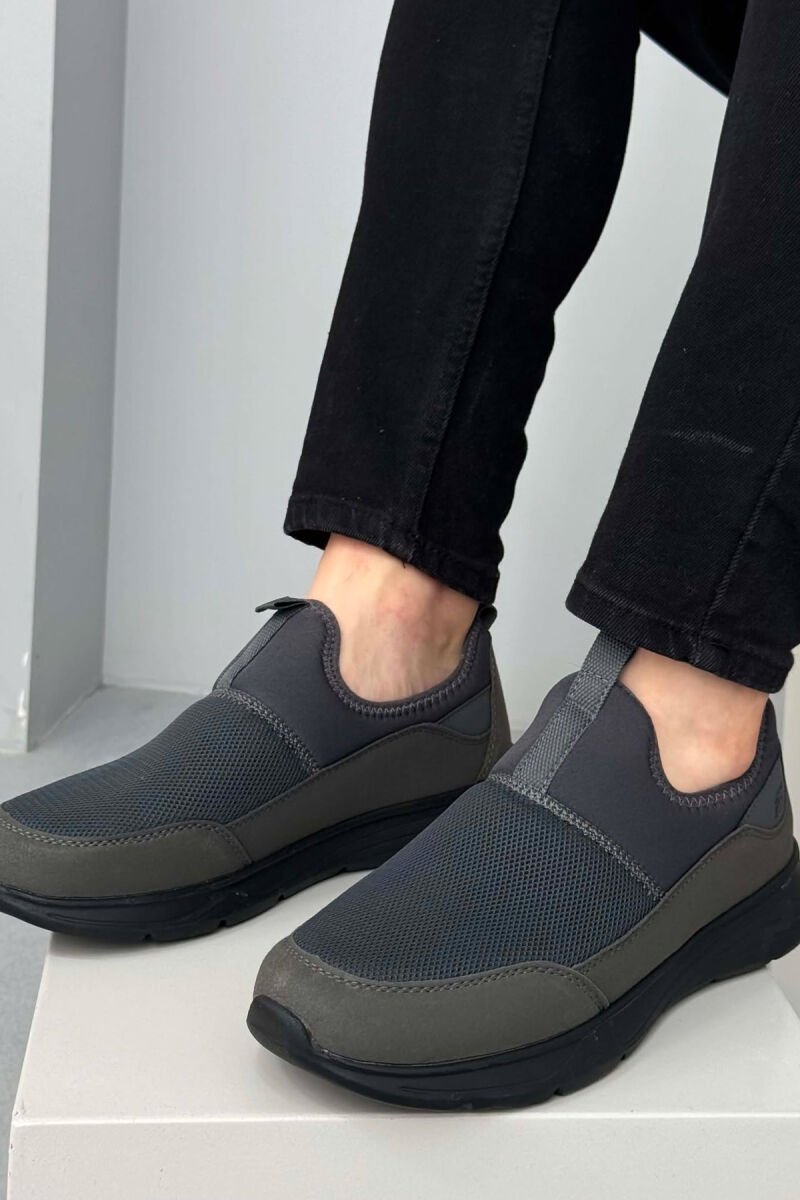SIMPLE SLIP ON MEN SNEAKERS GREY/BLACK-GRZE - 1