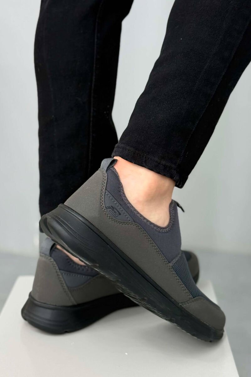 SIMPLE SLIP ON MEN SNEAKERS GREY/BLACK-GRZE - 2