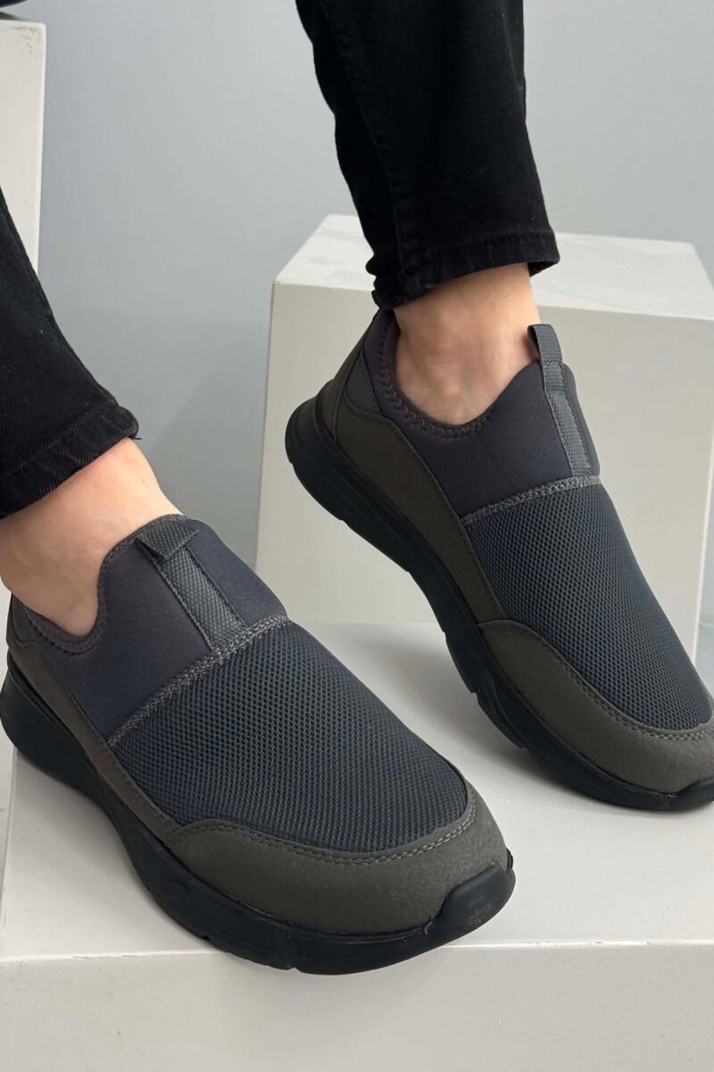 SIMPLE SLIP ON MEN SNEAKERS GREY/BLACK-GRZE - 3