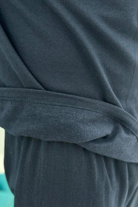 SIMPLE SMALL LOGO SWEATSHIRT+SWEATPANTS MEN PYJAMAS DARK BLUE/BEE - 5