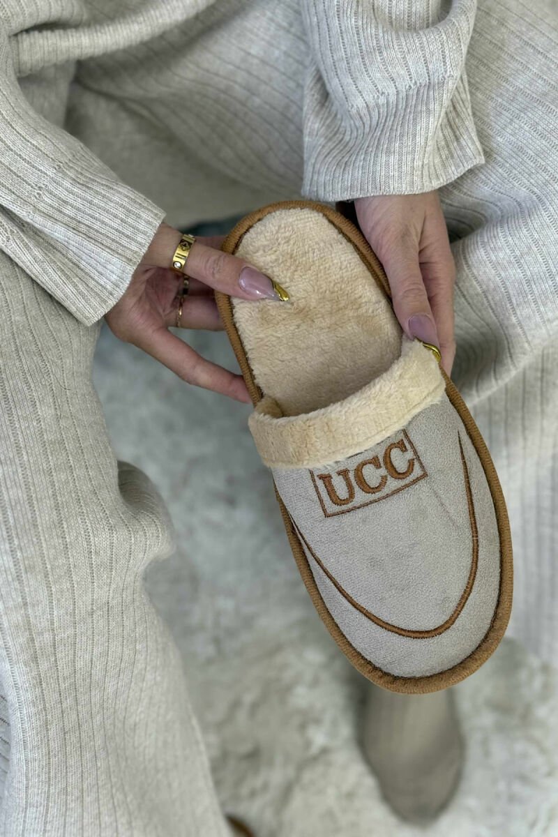 SIMPLE SMALL LOGO WOMEN SLIPPERS BEIGE/BEZHE - 4