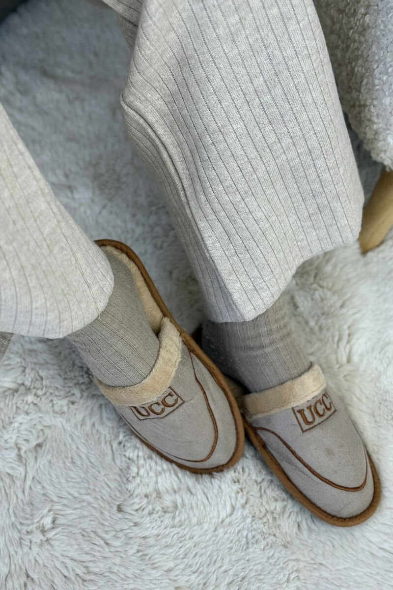 SIMPLE SMALL LOGO WOMEN SLIPPERS BEIGE/BEZHE - 3