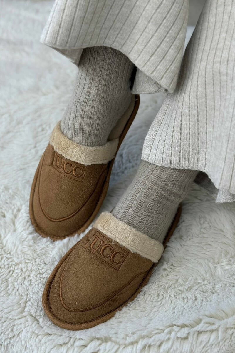 SIMPLE SMALL LOGO WOMEN SLIPPERS BROWN/KAFE - 1
