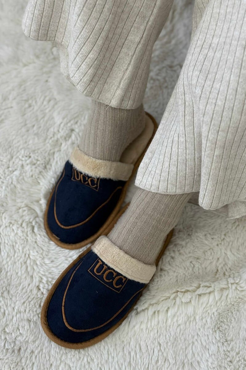 SIMPLE SMALL LOGO WOMEN SLIPPERS DARK BLUE/BEE - 1