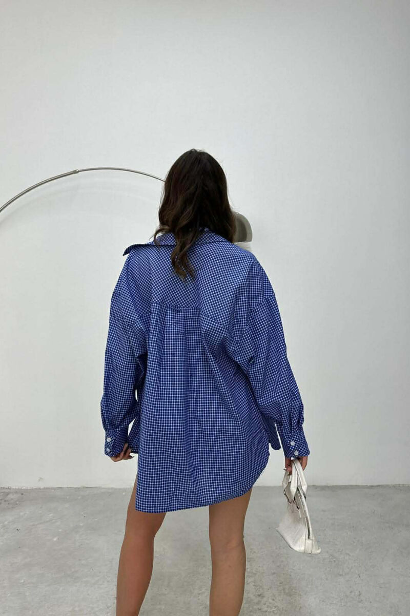 SIMPLE SQUARED DESIGN WOMEN SHIRT BLUE/BLU - 4