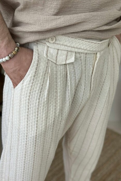 SIMPLE STRAPS MEN PANTS CREAM/KREM - 5