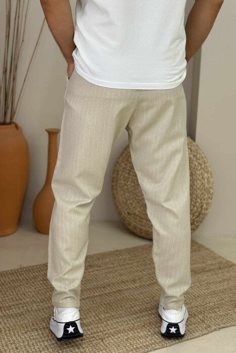 SIMPLE STRIPED MEN PANTS BEIGE/BEZHE - 2