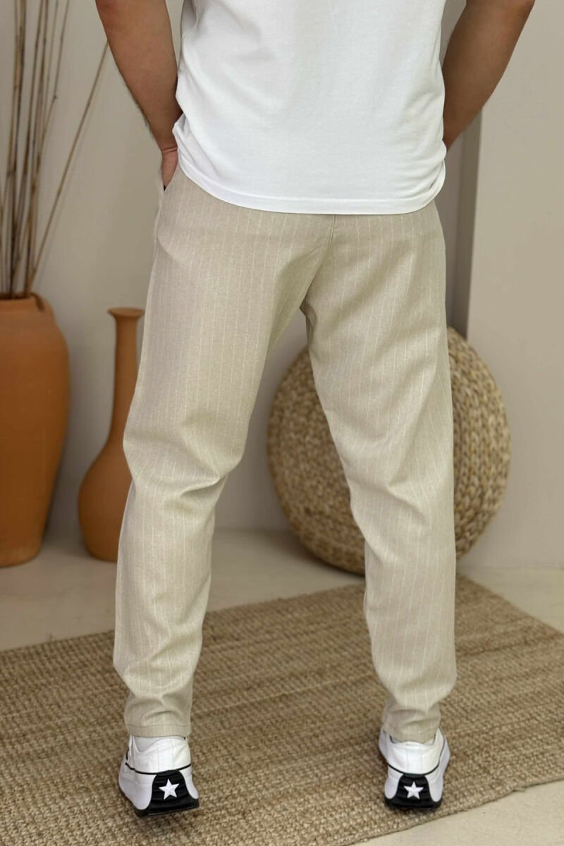SIMPLE STRIPED MEN PANTS BEIGE/BEZHE - 2