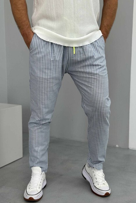 SIMPLE STRIPED MEN PANTS LIGHTBLUE/BZ - 2