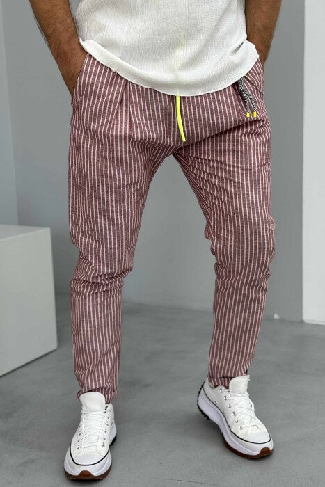 SIMPLE STRIPED MEN PANTS POWDER/PUDER - 1