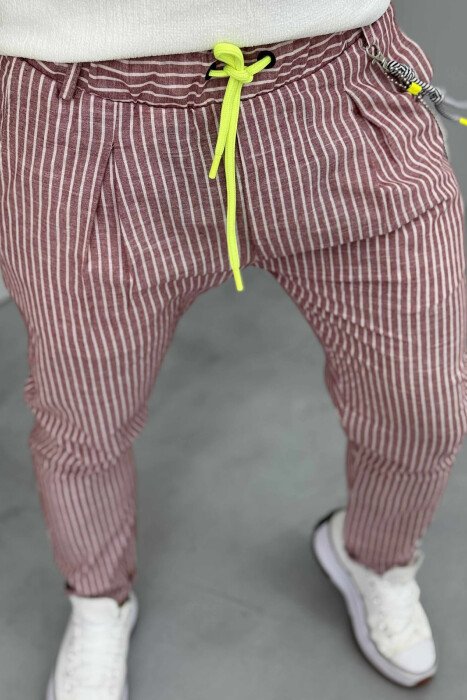 SIMPLE STRIPED MEN PANTS POWDER/PUDER - 2