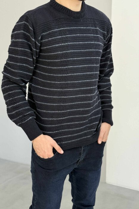 SIMPLE STRIPED MEN SWEATER DARK BLUE/BEE 