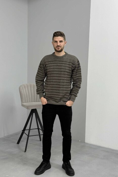 SIMPLE STRIPED MEN SWEATER GREY ASH/GRI HIRI - 2