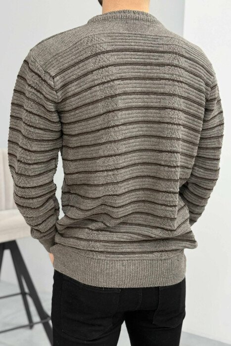 SIMPLE STRIPED MEN SWEATER GREY ASH/GRI HIRI - 4
