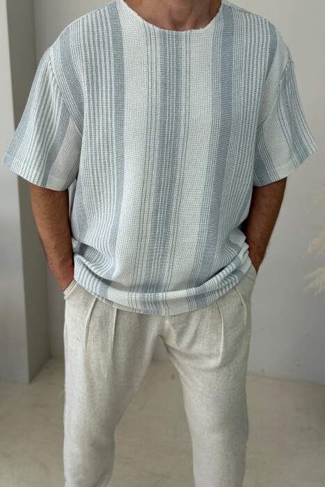 SIMPLE STRIPED MEN T-SHIRT LIGHT GREY/GZ - 2