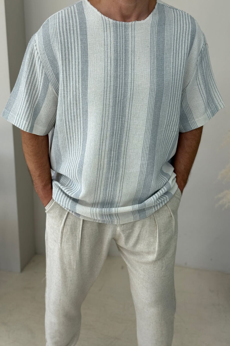 SIMPLE STRIPED MEN T-SHIRT LIGHT GREY/GZ - 2