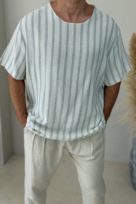 SIMPLE STRIPED MEN T-SHIRT LIGHT GREY/GZ - 2