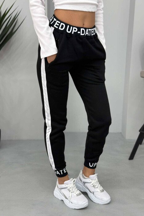 STRIPED FLUFFY WOMEN SWEATPANTS BLACK/ E ZEZE 