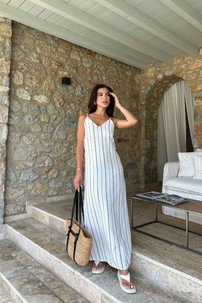 SIMPLE STRIPES WOMEN DRESS CREAM/KREM - 1