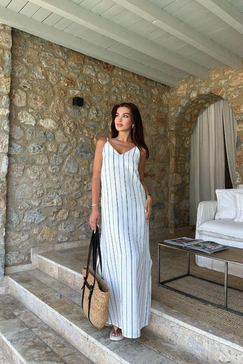 SIMPLE STRIPES WOMEN DRESS CREAM/KREM - 8