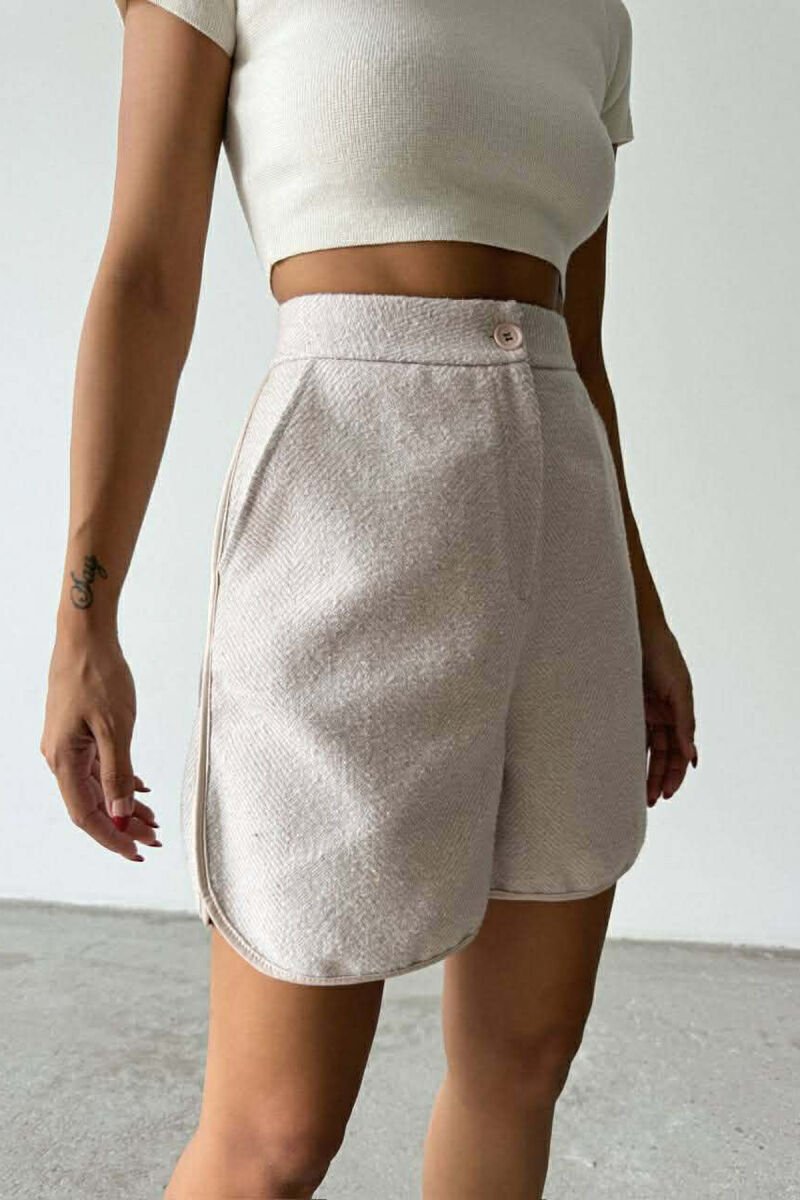 SIMPLE STRIPES WOMEN SHORTS BEIGE/BEZHE - 1