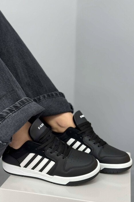 SIMPLE STRIPES WOMEN SNEAKERS BLACK-WHITE/ZEBA 
