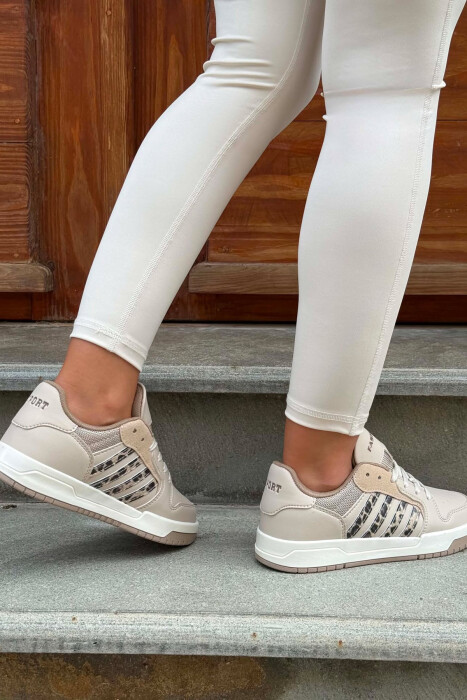 SIMPLE STRIPES WOMEN SNEAKERS DARK BEIGE/BEZHE ERRET - 3