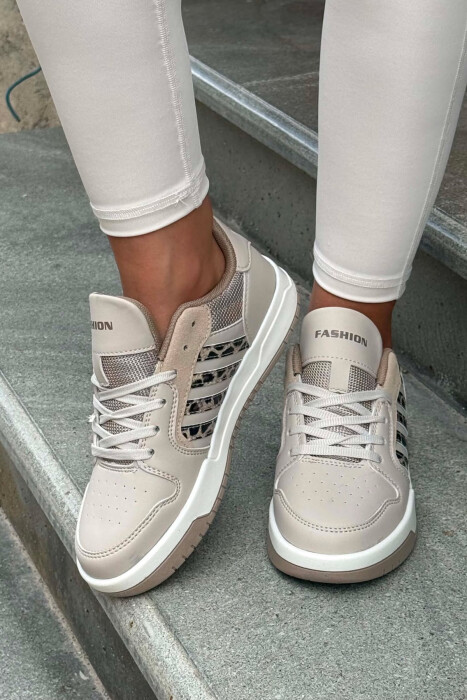 SIMPLE STRIPES WOMEN SNEAKERS DARK BEIGE/BEZHE ERRET - 4
