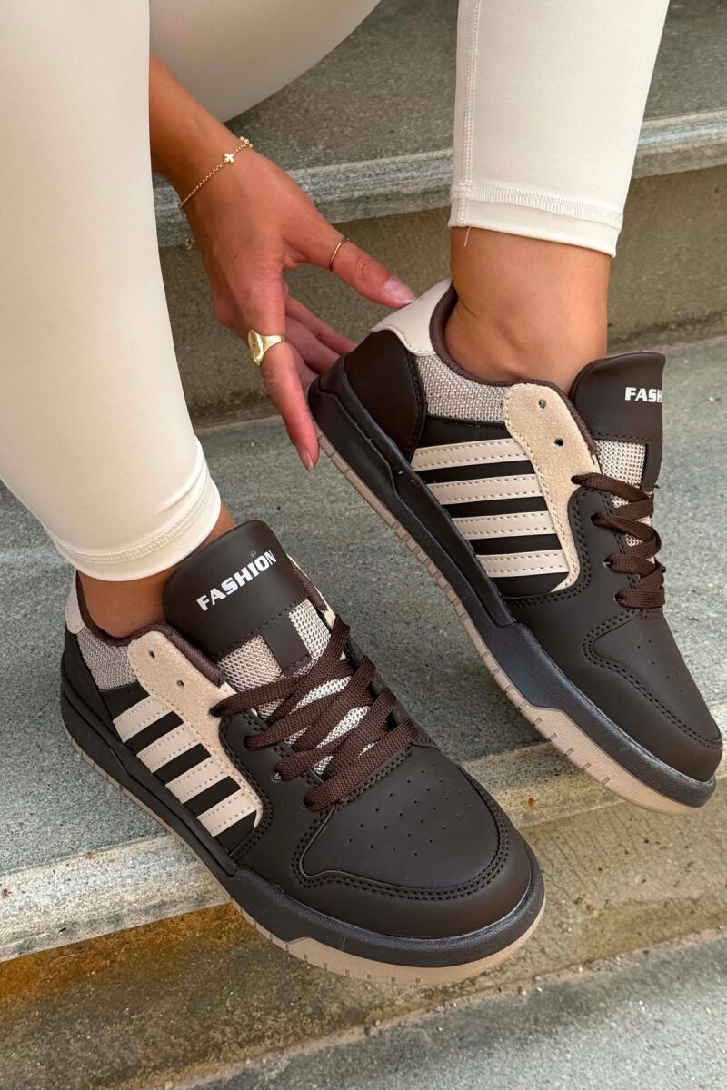 SIMPLE STRIPES WOMEN SNEAKERS DARK BROWN/KAFE ERRET - 2