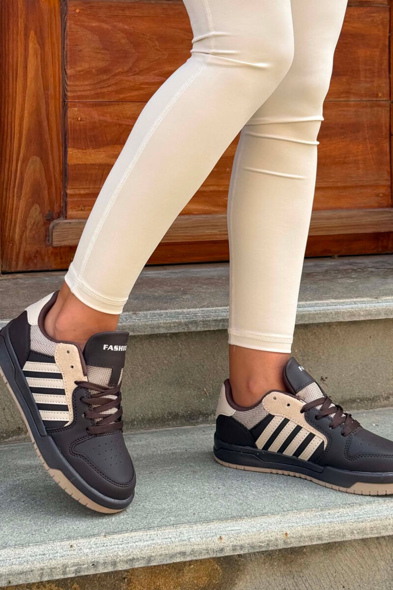 SIMPLE STRIPES WOMEN SNEAKERS DARK BROWN/KAFE ERRET - 3