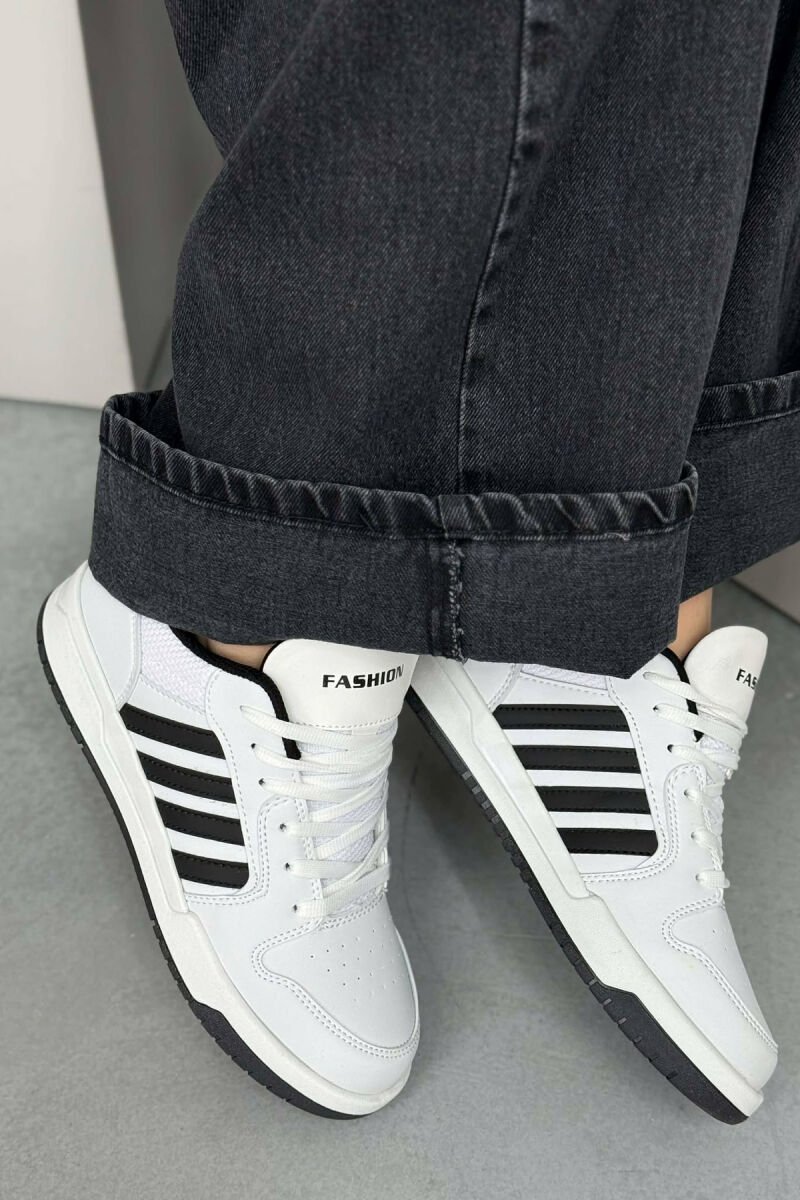 SIMPLE STRIPES WOMEN SNEAKERS WHITE-BLACK/BAZE - 1