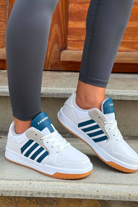 SIMPLE STRIPES WOMEN SNEAKERS WHITE-BLUE/BABL - KLAUDIO FASHION