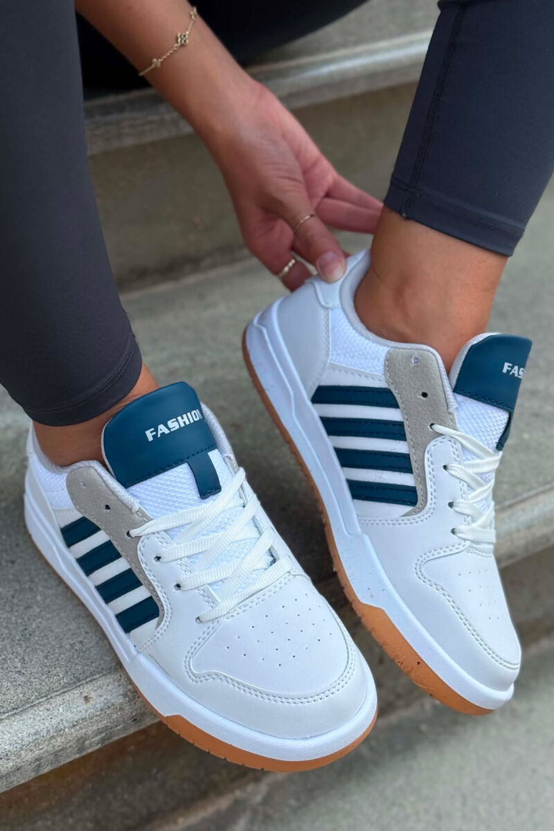 SIMPLE STRIPES WOMEN SNEAKERS WHITE-BLUE/BABL - 2