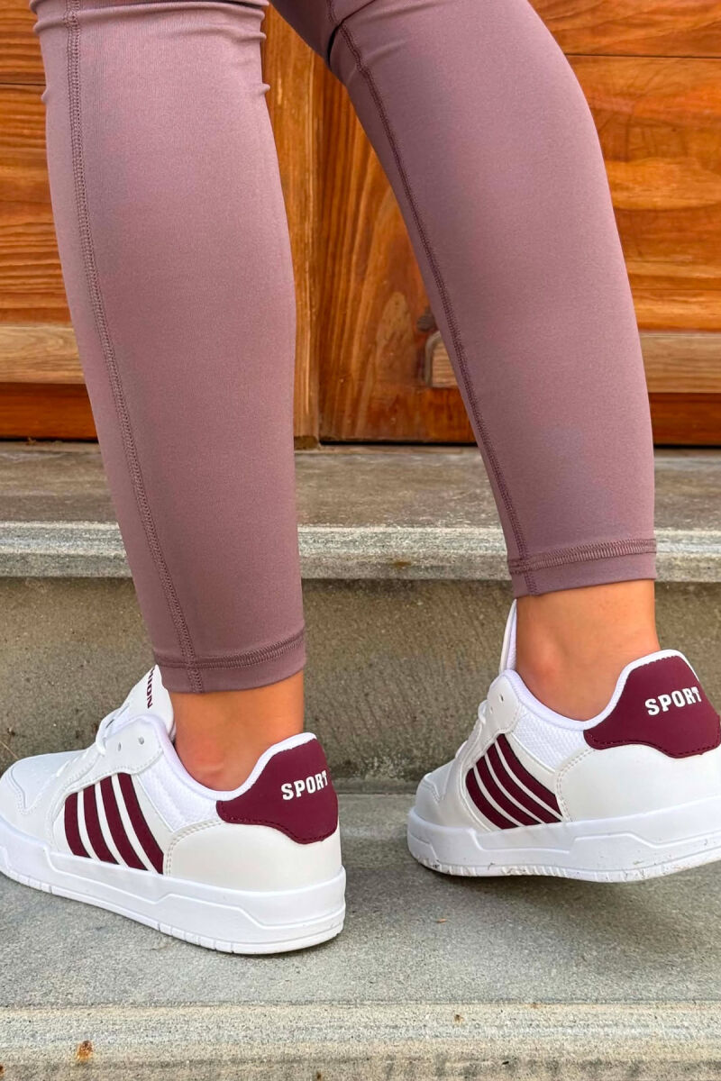 SIMPLE STRIPES WOMEN SNEAKERS WHITE-BURGUNDY/BAVI - 3