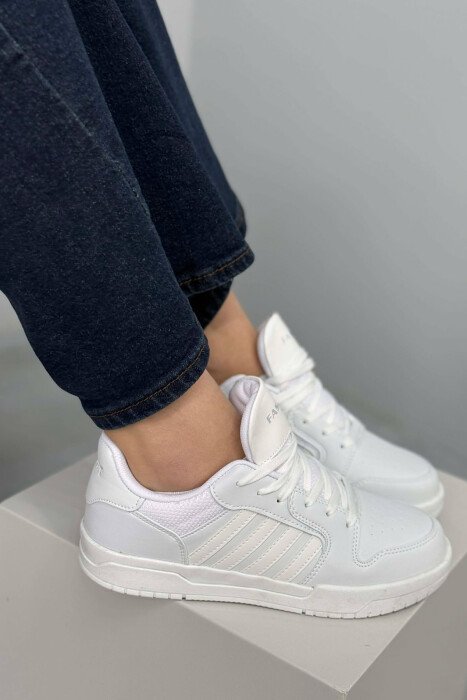 SIMPLE STRIPES WOMEN SNEAKERS WHITE-E BARDHE - KLAUDIO FASHION