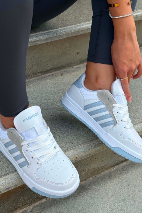 SIMPLE STRIPES WOMEN SNEAKERS WHITE-LIGHT BLUE/BABZ - 2