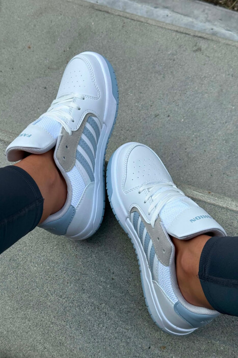 SIMPLE STRIPES WOMEN SNEAKERS WHITE-LIGHT BLUE/BABZ - 4