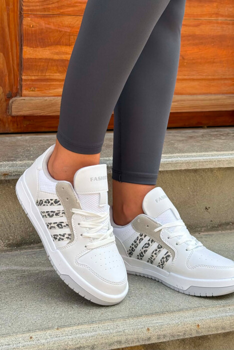 SIMPLE STRIPES WOMEN SNEAKERS WHITE/GREY-BAGR - KLAUDIO FASHION