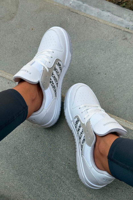 SIMPLE STRIPES WOMEN SNEAKERS WHITE/GREY-BAGR - 2