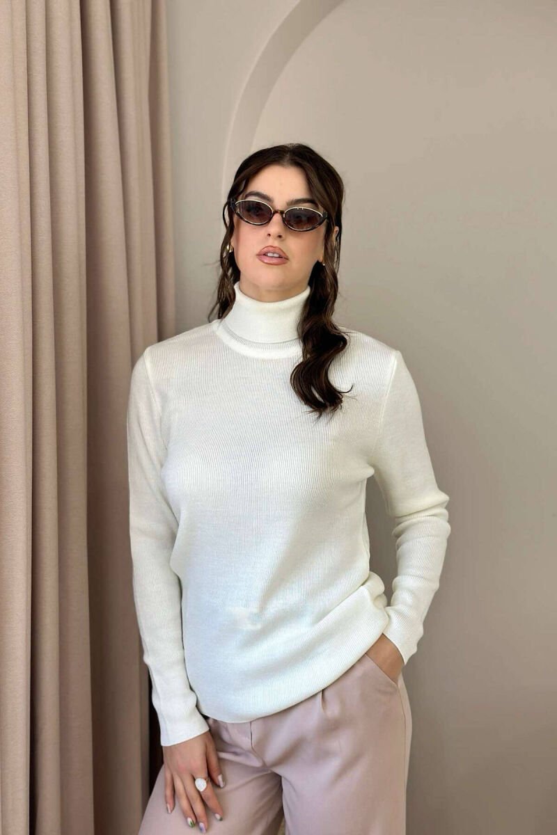 SIMPLE SWEATER FOR WOMEN CREAM/KREM - 1